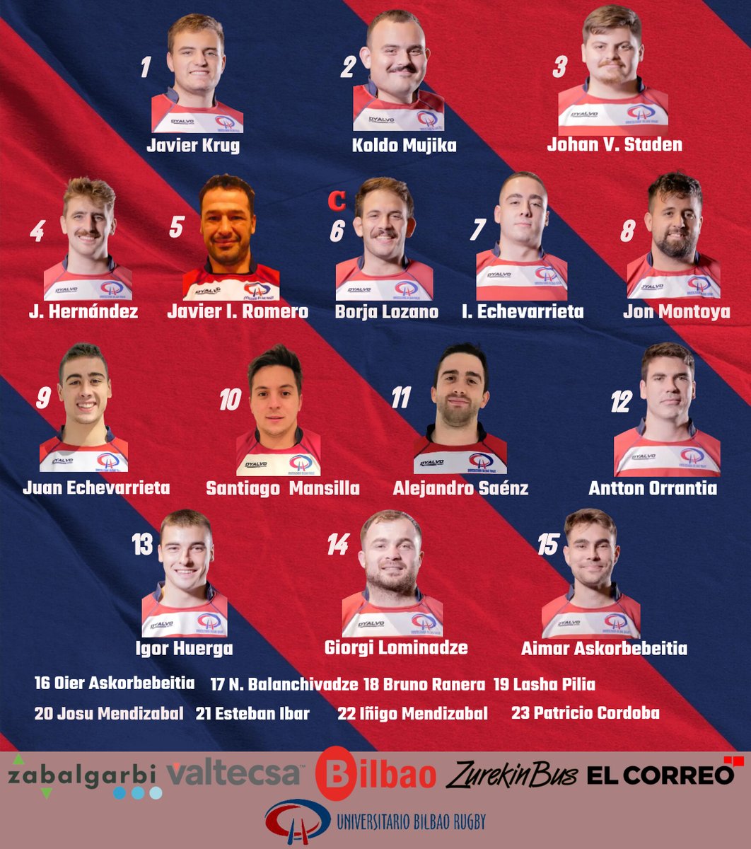 UniBilbaoRugby's tweet photo. #UniversitarioBilbaoRugby #ValtecsaUBR
División Honor B - Ohorezko B Maila.
Nuestro equipo para el partido ante Uribealdea RKE.
Uribealdea RKE-ren kontrako partidarako gure taldea
🗓Apirilak 9 - Sábado 9⏳18h/18:00etan - Bilbao
#Zabalgarbi #Valtecsa #ZurekinBus #ElCorreo https://t.co/78hfnuN47F