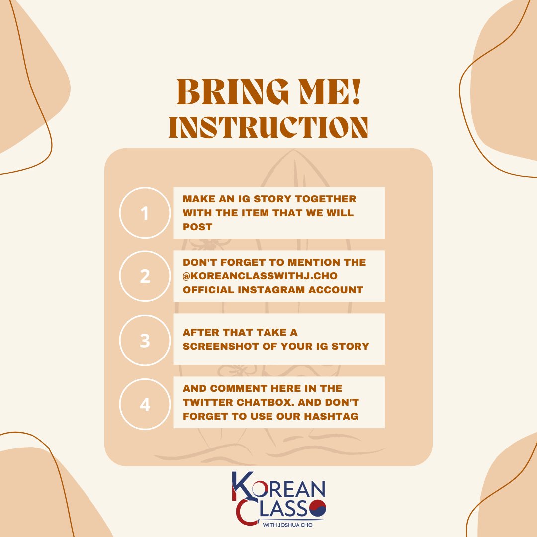 kclasswithjcho's tweet photo. Let's now begin our TWITTER PARTY!!! 🥳🥳
For the first game, It is called "BRING ME (SUMMER EDITION)" read the following guidelines/instructions below 👇
Do not forget to our hashtags!
#KCWJCGraduationDay
#LearnShareEnCHOy
#KoreanClassWithJoshuaCho https://t.co/UujpZNOM6W