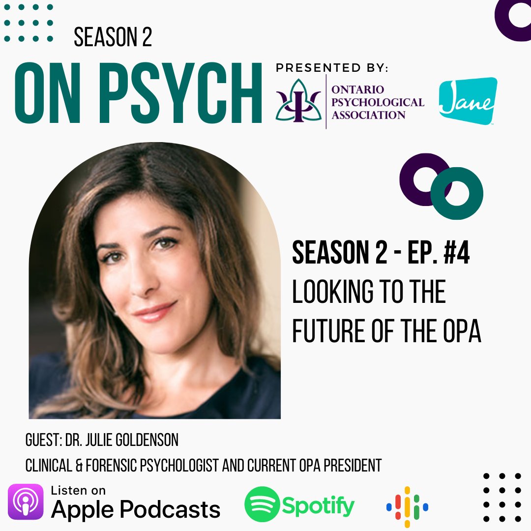 ONPsych's tweet photo. In this episode of #ONPsych, OPA President, Dr. Julie Goldenson, sits down with Dr. Jonathan Douglas, to discuss the relevance, focus, & ambitions of the OPA in meeting the needs of its community.
Listen here: 👉 https://t.co/0tBIaixKHL
#Psychology #MentalHealth #Podcast https://t.co/etTxlGLw5M