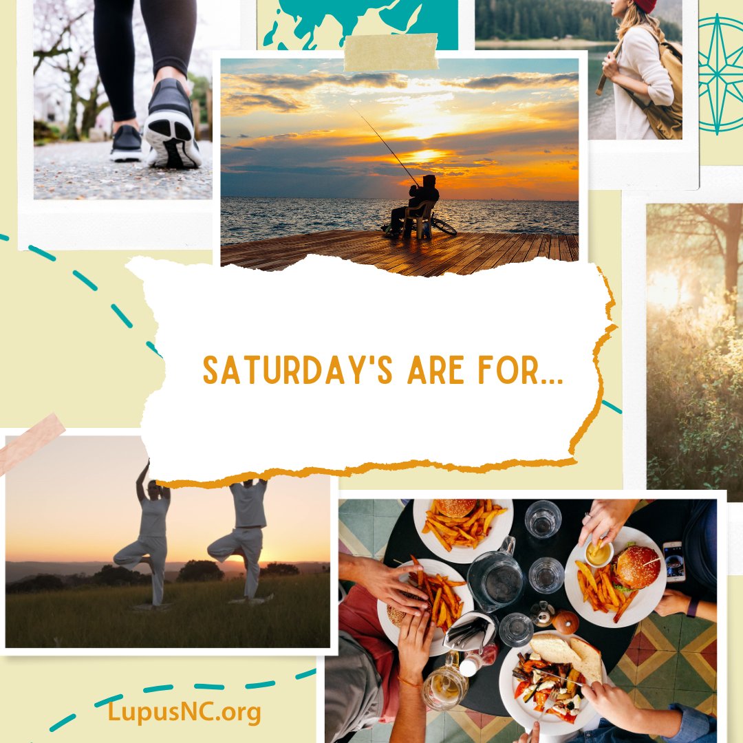 LupusNC's tweet photo. What are you doing this Saturday?
#LFANC #Lupus #LupusThriver #Saturday #traveling #resting #readingabook #movieday #gardening #yoga #painting #crafting #golfing #fishing #goingtothebeach #lakeday https://t.co/PFrTIvTvAC