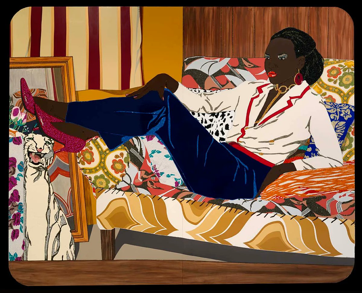 artistsofcolour's tweet photo. PORTRAIT OF MNONJA, Mickalene Thomas, 2010 https://t.co/k6VQiLhyRN