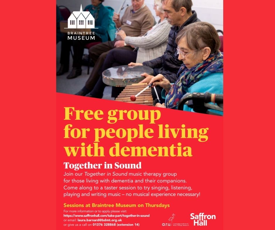 museumbraintree's tweet photo. A wonderful feature yesterday on @BBCEssex BBC Sounds about Together in Sound music therapy group for people living with dementia and now coming to Braintree Museum! 
Listen ➡️ https://t.co/CjZyoG2Oaj
time stamp 1.51 and 2.51
@SaffronHallSW @AngliaRuskin #MuseumsTogether https://t.co/mWdcwtAUBy