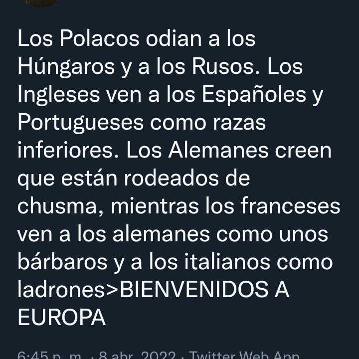 Relato de la 'culta' Europa.