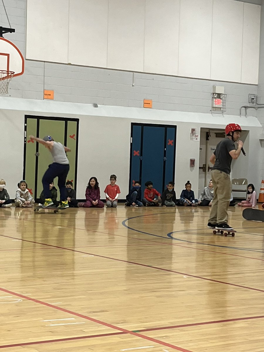 RadburnSchool's tweet photo. RADBURN students enjoyed a visit from SK8/4LIFE.  The children were able to see how the skateboard evolved over the years. Presenters WOWed students with their tricks and fancy footwork! Thank you Radburn PTA! @RadburnRocks! SK8/4LIFE https://t.co/iakTn5tY6T