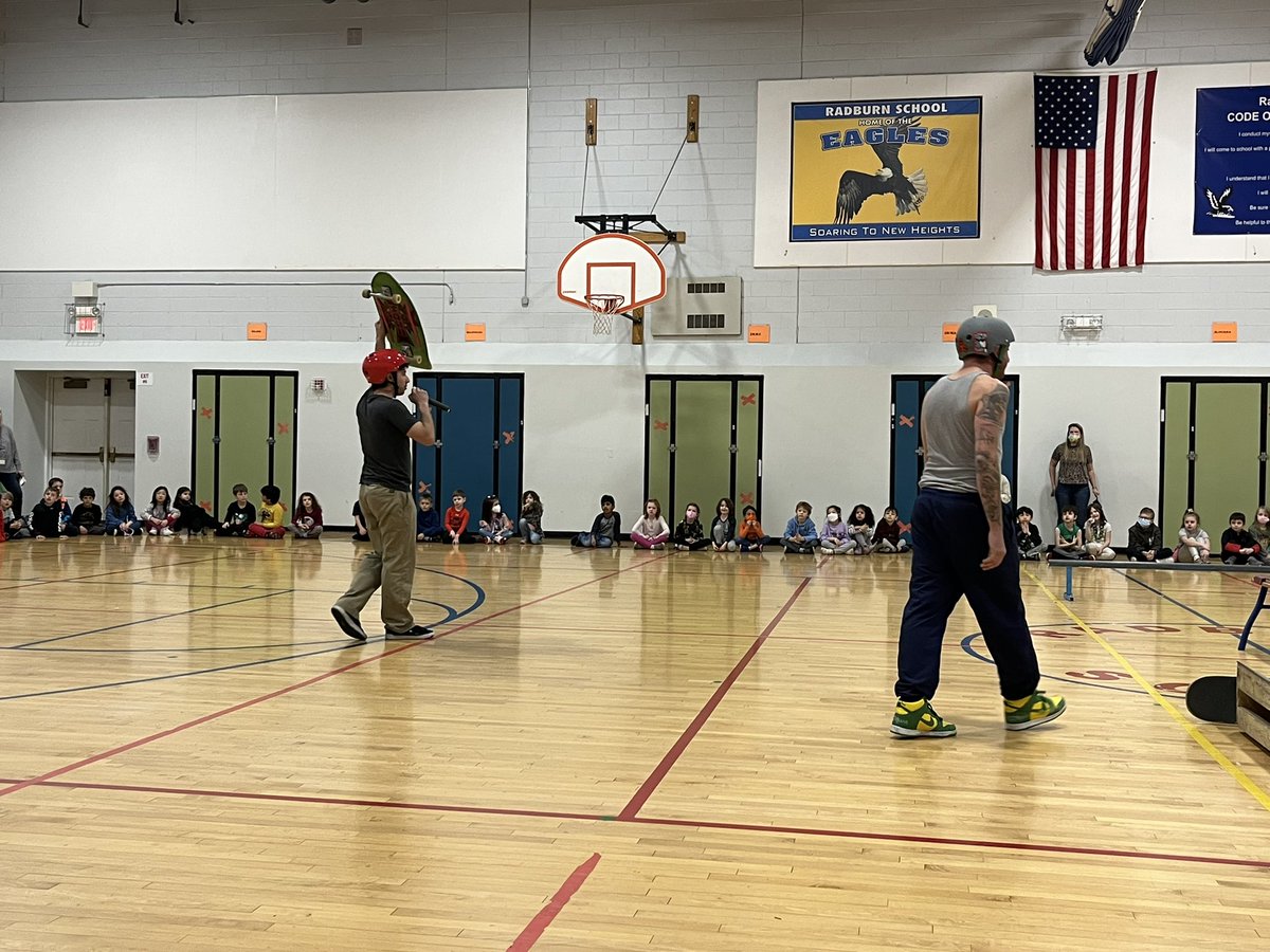 RadburnSchool's tweet photo. RADBURN students enjoyed a visit from SK8/4LIFE.  The children were able to see how the skateboard evolved over the years. Presenters WOWed students with their tricks and fancy footwork! Thank you Radburn PTA! @RadburnRocks! SK8/4LIFE https://t.co/iakTn5tY6T
