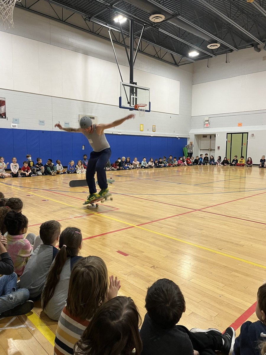 RadburnSchool's tweet photo. RADBURN students enjoyed a visit from SK8/4LIFE.  The children were able to see how the skateboard evolved over the years. Presenters WOWed students with their tricks and fancy footwork! Thank you Radburn PTA! @RadburnRocks! SK8/4LIFE https://t.co/iakTn5tY6T