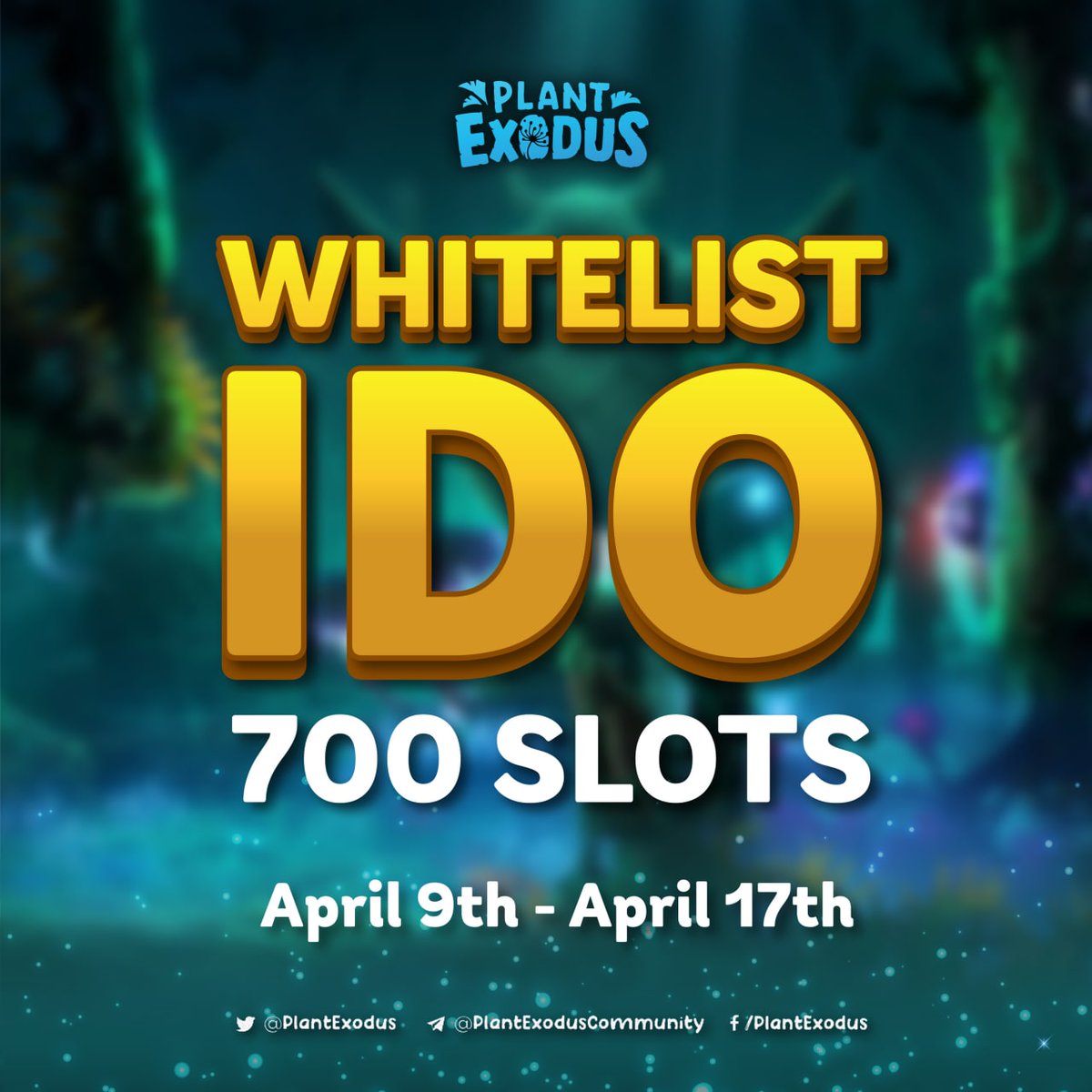 PlantExodus's tweet image. 700 slots Whitelist Community Round Plant Exodus for lucky winners.

- Start date: 9th April
- End date: 19:00 PM (UTC), 17th April
Join now at: gleam.io/PGitK/plant-ex… 

Complete the tasks listed in the gleam campaign to seize the opportunity to be on our whitelist #pexo