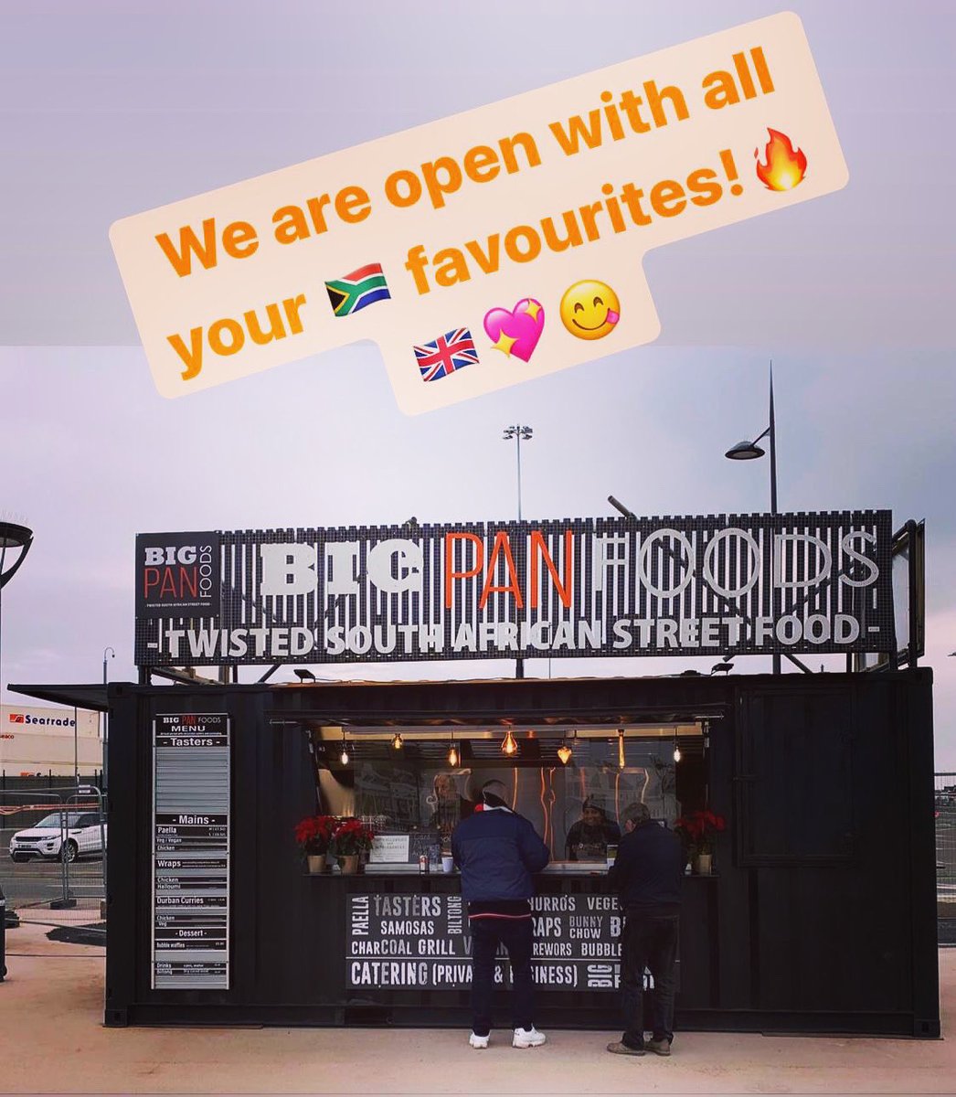 WE ARE OPEN! In case you’re wondering… yes we are here for your favourite time of the week with all your tantalising 🇿🇦 favourites! So come on down…local roads are all good🙏 awesome 🌞 plus all your favs are on the menu #DurbanCurries #BunnyChow #BoerieRolls #Wraps #Biltong 🔥