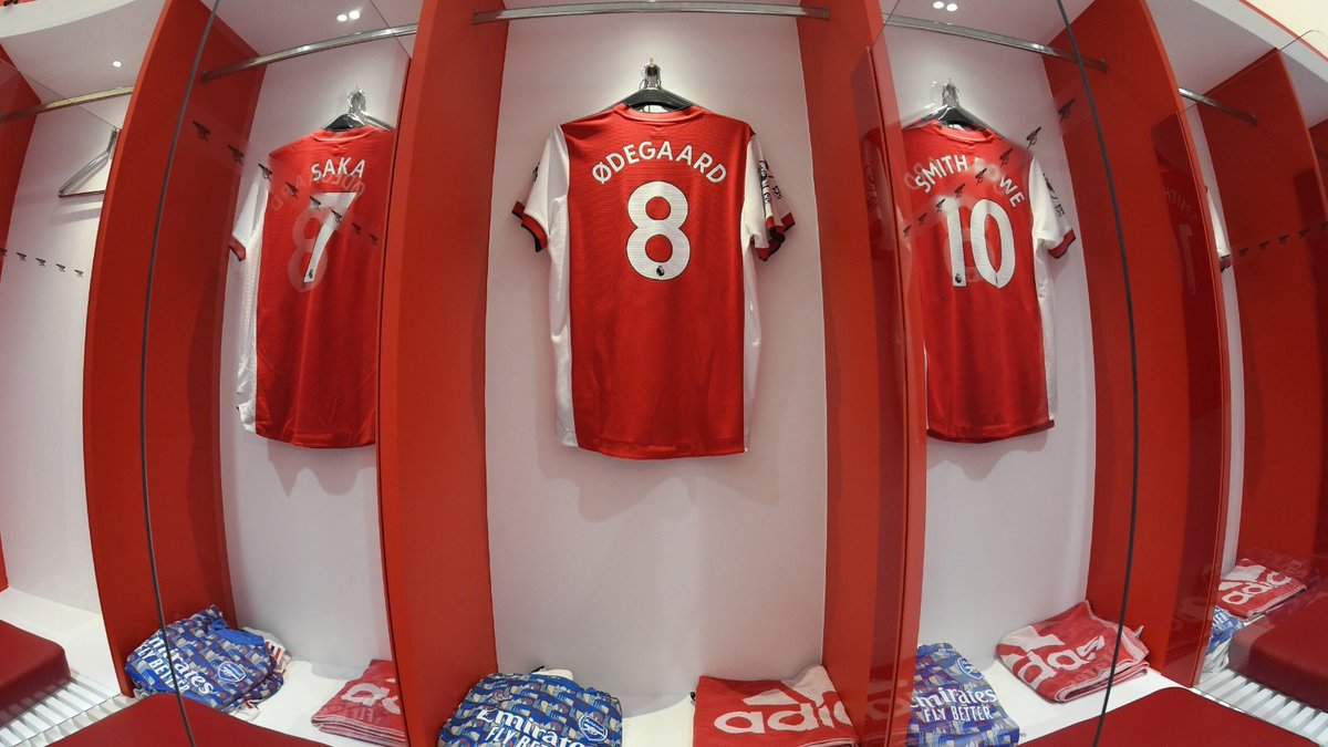 Arsenal's tweet photo. 🔍 Time for a look inside the dressing room

🤔 Who are you excited to see in action today, Gooners?

#ARSBHA https://t.co/3NTCfSdo9g