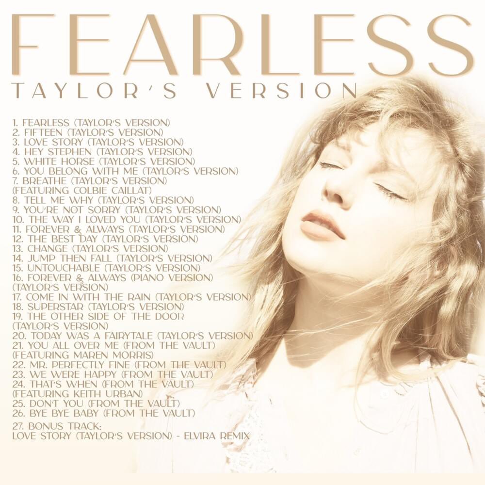 PopCrave's tweet photo. A year ago today, @TaylorSwift13 released ‘Fearless (Taylor’s Version).’

The album marked the first of Swift’s re-recordings and spent two weeks at #1 on the Billboard 200. It was met with critical acclaim and has amassed over 1 billion streams on Spotify alone. https://t.co/QZnU8ZBwtE