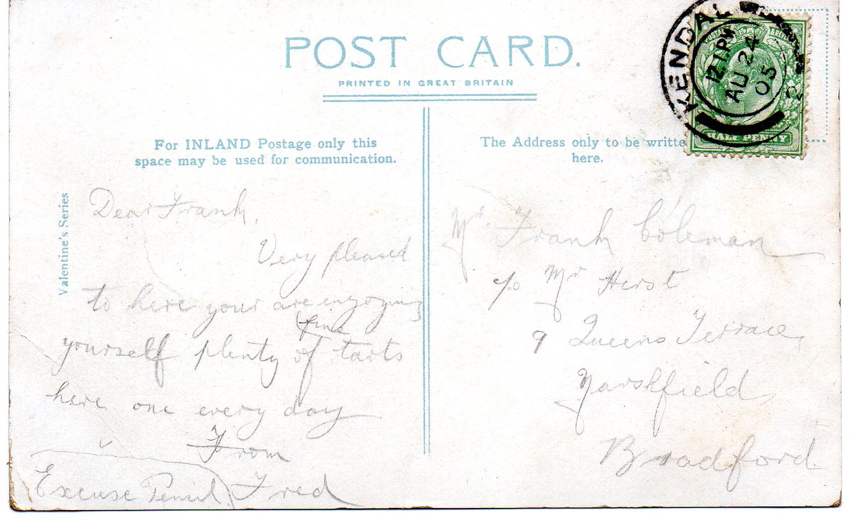 PurplePostcards's tweet photo. 1905 Postcard of Scout Scar in Kendal, Cumbria
"....plenty of fine tarts here, one every day" from Fred
https://t.co/iKtxhrIKwM
#vintage #postcard #postcardcollecting #Kendal #Cumbria #eBay #ebaystore #tarts https://t.co/S5IPTVKxrC