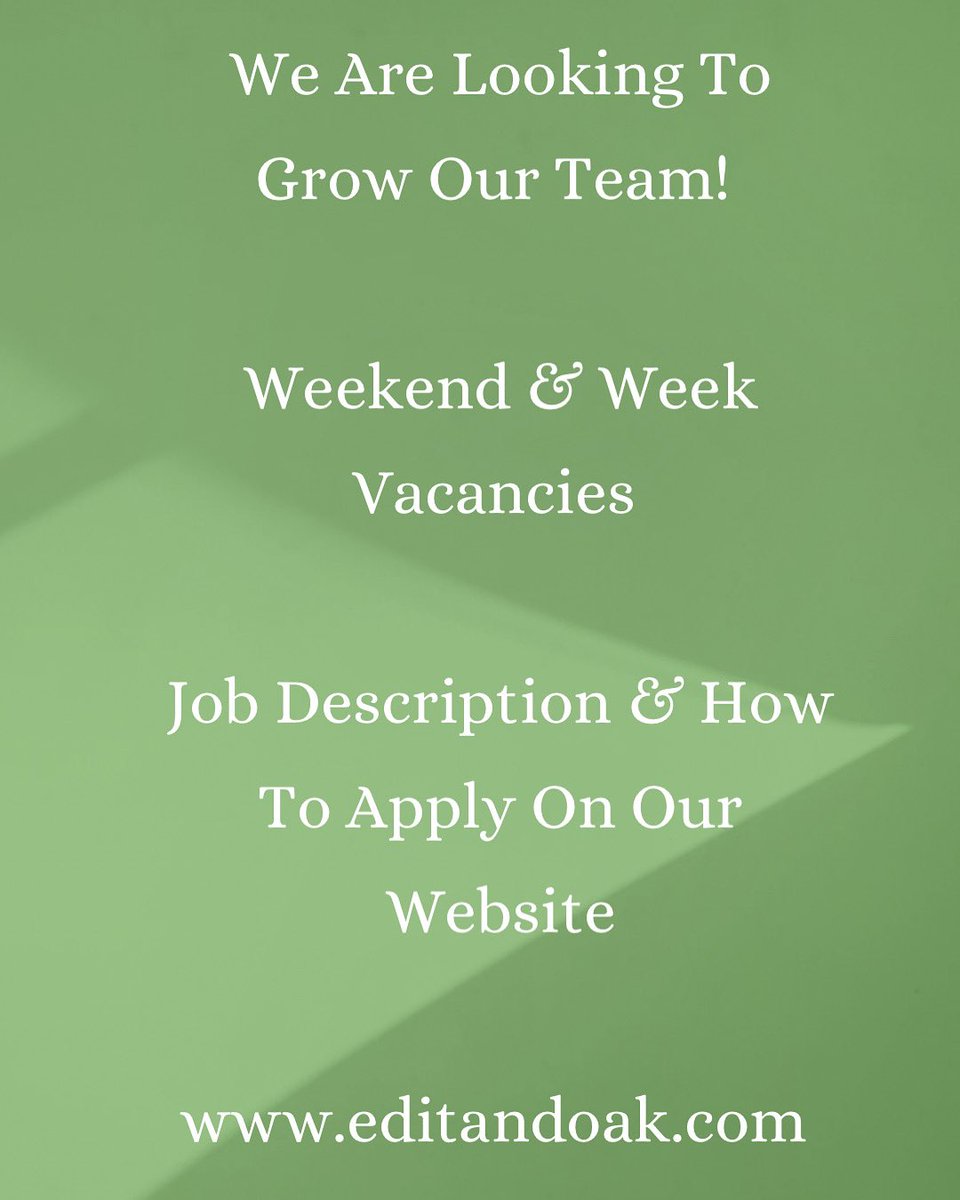We Are Recruiting…Take A Look At Our Website For Details editandoak.com #shoplocal #shopindependent #jobfairy #altrincham #manchesterjob #altrinchamjob #jobsearch 😊