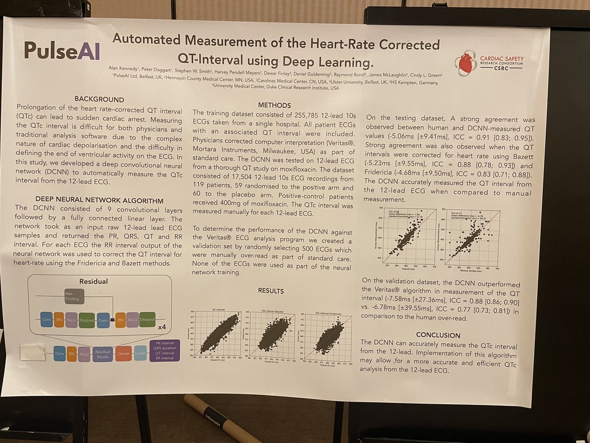 PulseAI (@pulseai) on Twitter photo We enjoyed presenting our latest work, performed in collaboration with <a href="/HennepinHC/">Hennepin Healthcare</a>, <a href="/smithECGBlog/">Stephen W. Smith</a> and <a href="/CardiacSafety/">Cardiovascular Sciences Research Consortium</a>, on automated QTc analysis using Deep Learning at <a href="/the_isce/">Int'l Society for Computerized Electrocardiology</a>. #ai #cardiology We enjoyed presenting our latest work, performed in collaboration with <a href="/HennepinHC/">Hennepin Healthcare</a>, <a href="/smithECGBlog/">Stephen W. Smith</a> and <a href="/CardiacSafety/">Cardiovascular Sciences Research Consortium</a>, on automated QTc analysis using Deep Learning at <a href="/the_isce/">Int'l Society for Computerized Electrocardiology</a>. #ai #cardiology