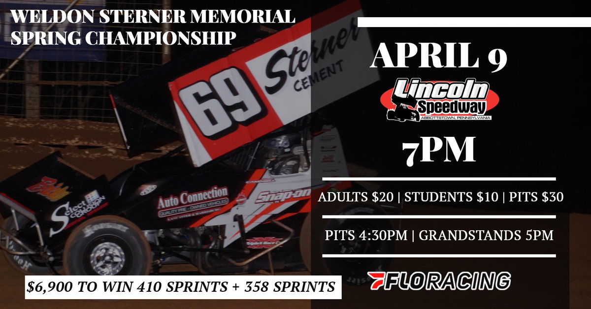 lincolnspeedway's tweet photo. It's  𝙍𝘼𝘾𝙀𝘿𝘼𝙔 for the $𝟔,𝟗𝟎𝟎 to win Weldon Sterner Memorial: Spring Championship for the 410 Sprints (PA Speedweek format) plus the 358 Sprints!

𝙎𝘾𝙃𝙀𝘿𝙐𝙇𝙀
Racing @ 7PM
Pits @ 4:30PM
Grandstands @ 5PM

𝙏𝙄𝘾𝙆𝙀𝙏𝙎
Adults $20
Students $10
Pits $30 https://t.co/qMBnaVJ9Cr