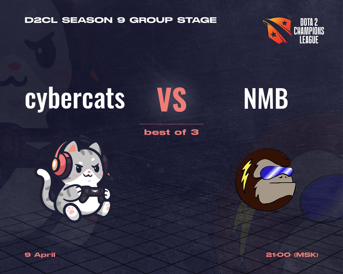cybercats's tweet photo. All for the match!
Today we play with the No Monkey Business team🐒

Starting at 20:00 (CET), spend this evening with us:

https://t.co/K8R5OjgD3d
#gogocats #d2cl https://t.co/NDupA6dOwE