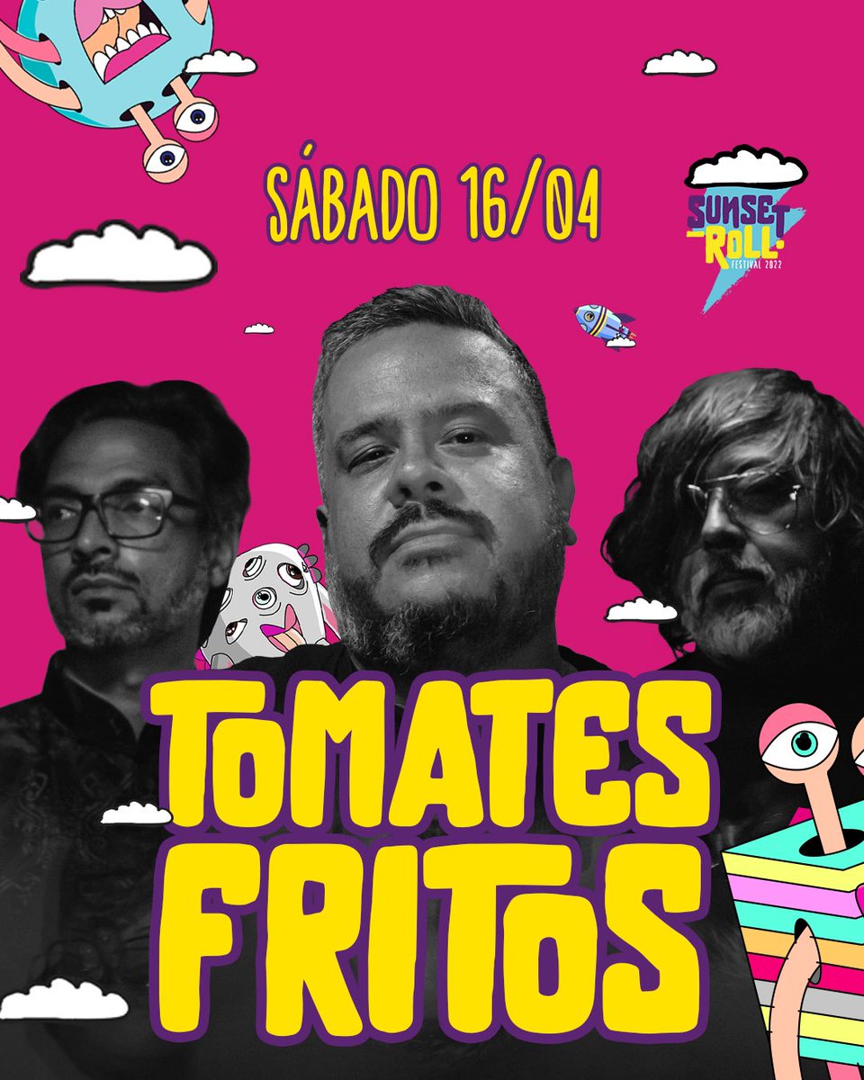 SunsetRoll's tweet photo. NADAREMOS HASTA LLEGAR, si es necesario, pero sí o sí, nos veremos en MENOS DE UNA SEMANA para disfrutar de DOS DÍAS de #SunsetRollFestival en la celebración de los #10AñosSunsetRolling ⚡️
¿Cuál canción de @tomatesfritos estás listx para corear a todo pulmón?
#SunsetIsComing⚡️ https://t.co/Ho5QV7fkM8