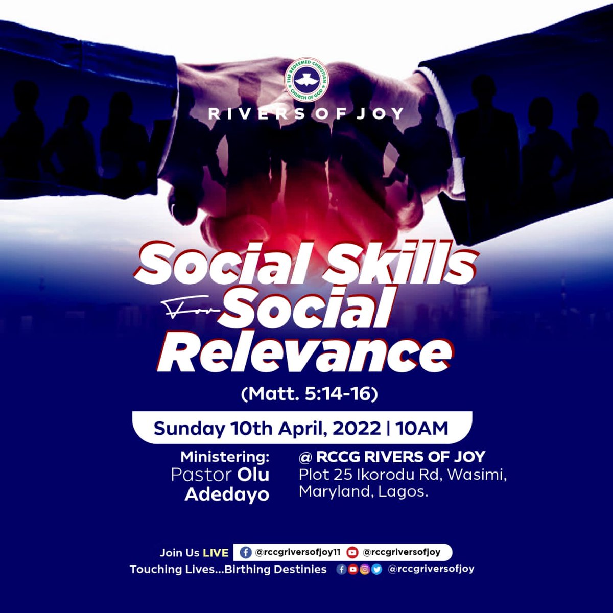 RCCGriversofjoy's tweet photo. #SocialSkillsForSocialRelevance
#SundayService
#WordAndWorship
#RCCGRiversOfJoy
#ROJ https://t.co/EFm7cx1u3f