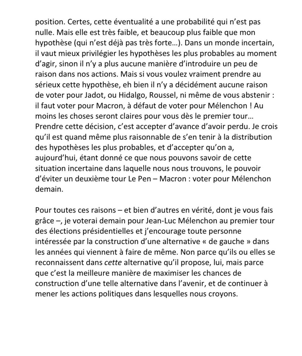 maniglierp's tweet photo. Je voterai Mélenchon demain, bien que sa prise de position sur la question ukrainienne m’ait fait comprendre que je ne partageais pas sa vision du monde et de la gauche. Je m’en explique dans un texte. 3/3 https://t.co/AyTNy1rsfe