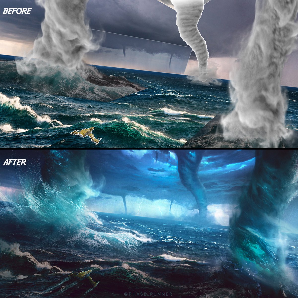 phase_runner's tweet photo. Sea Twister: Baseplate Vs Final Image

#photoshop #digitalart #art https://t.co/sjH8ISzQRS