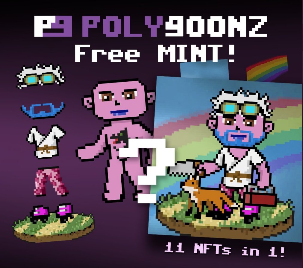 Polygoonz logo for their NFT's. An example of one of their NFT's.