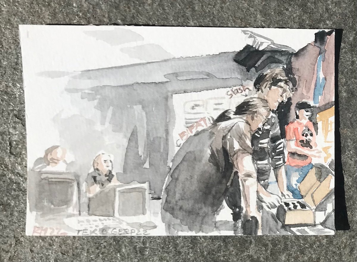 RMuehr's tweet photo. Another #watercolor #postcard from the Gerp party. https://t.co/4oyl9eF59b