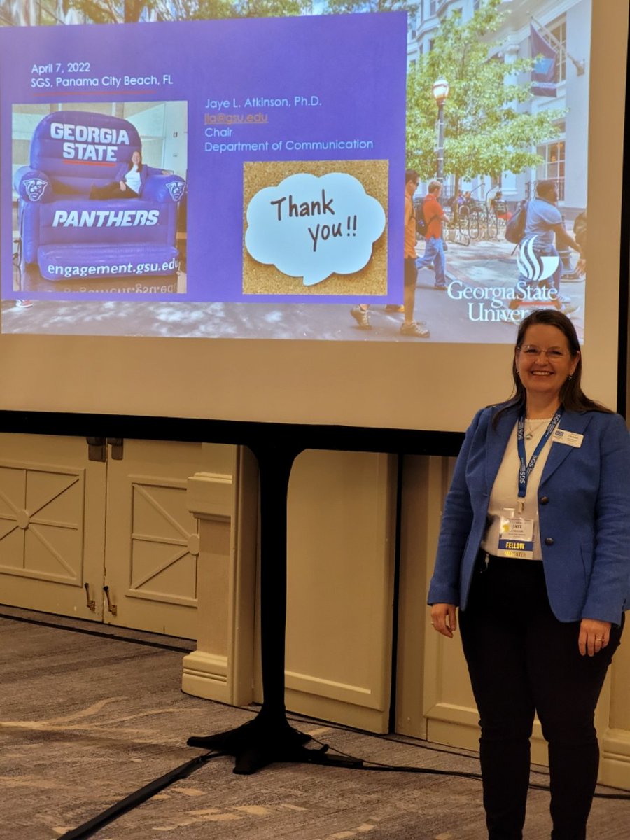 TalkingAge's tweet photo. Loved presenting at SGS (as usual), and loved that an audience member wanted the chair's picture by her picture of the chair in a chair after her presentation on "The Chair." @sgsmgr These are my people! 💙 https://t.co/VNAfUVPxKV