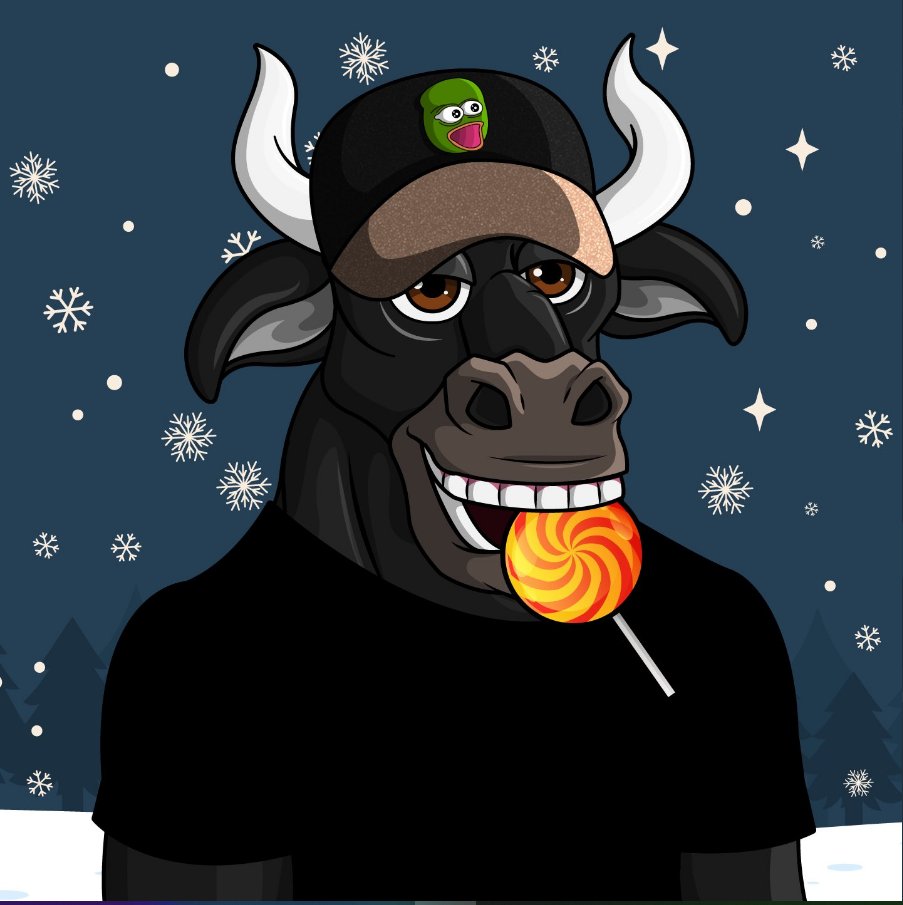 An NFT from CronnosBBs. A bull with a winter background