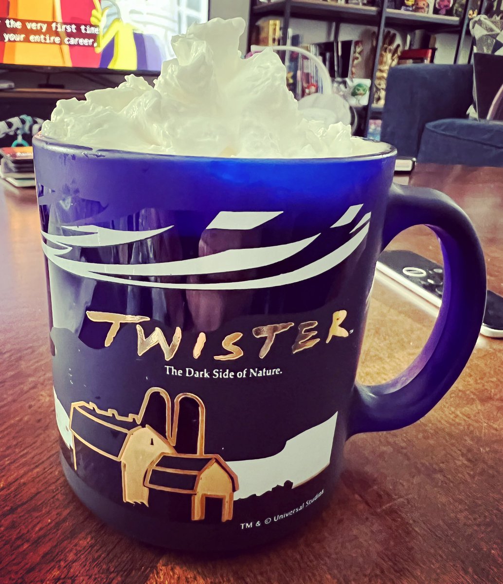 AndyDiGenova's tweet photo. Did I pay too much for this eBay find? Yes. Do I regret it? Hell no. 😁☕️🌪🐄 #Twister #GeekCoffee #FingerofGod #WeGotCows https://t.co/SquMaQ8lVN