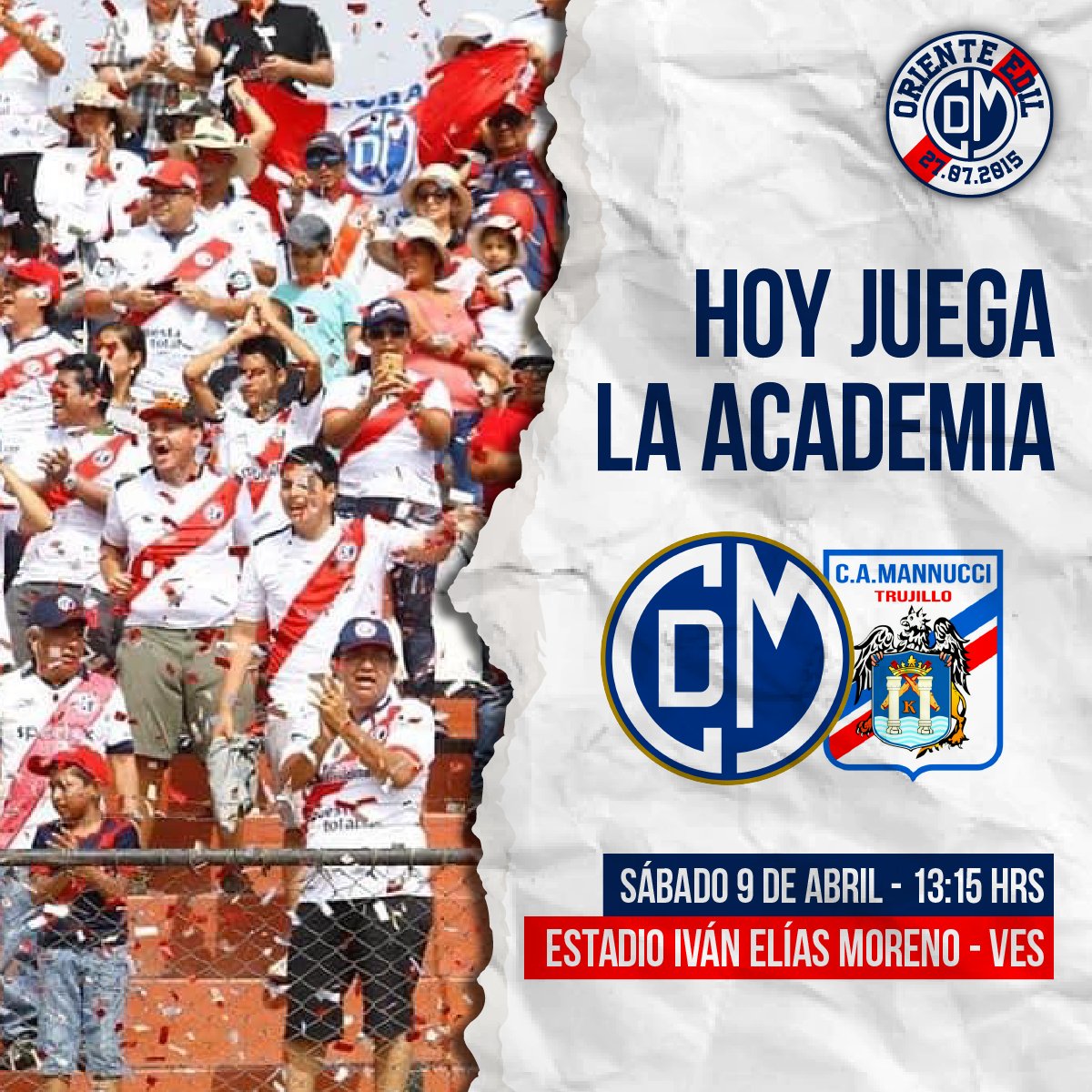 Oriente_Edil's tweet photo. 𝗧𝗢𝗗𝗢𝗦 𝗔 𝗔𝗣𝗢𝗬𝗔𝗥 𝗔 𝗟𝗔 𝗙𝗥𝗔𝗡𝗝𝗔
¡Nuestro aliento es fundamental! Seguimos arriba de la tabla y hoy vamos por los 3 puntos. 

🏟 Estadio Iván Elias Moreno - VES
⏰ 13:15 horas
🎟 Entradas: https://t.co/xrYBtKGmp4

#OrienteEdil #EchaMuni https://t.co/f5SjIvoRmz