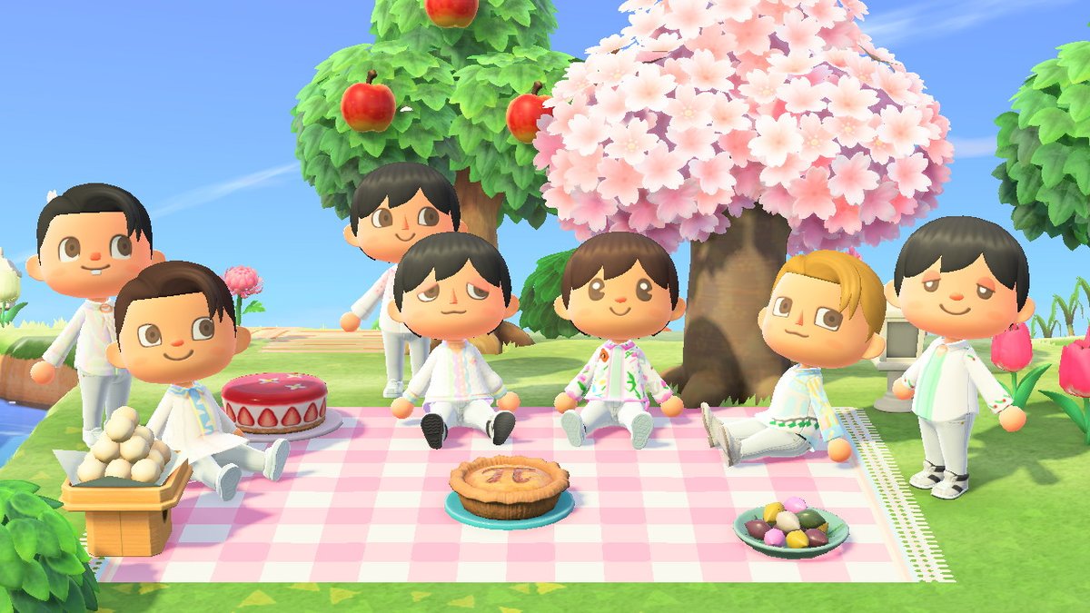 ACEpiphany's tweet photo. Having fun in the cherry blossoms! #BTS #Jin #AnimalCrossing #ACNH #NintendoSwitch https://t.co/4lhCuDY2ir