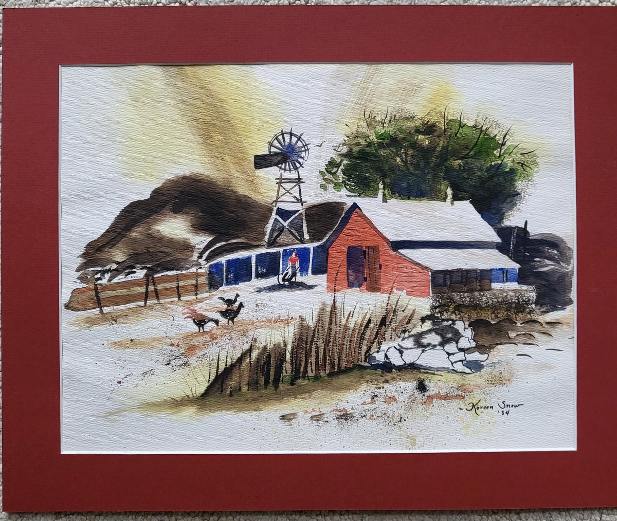 BAM7115977's tweet photo. @phibacka31 s grandmother painted this watercolor in 1984. Found this gem in one of her art portfolios in the attic at the farm in SD. https://t.co/NdKm399CSS
