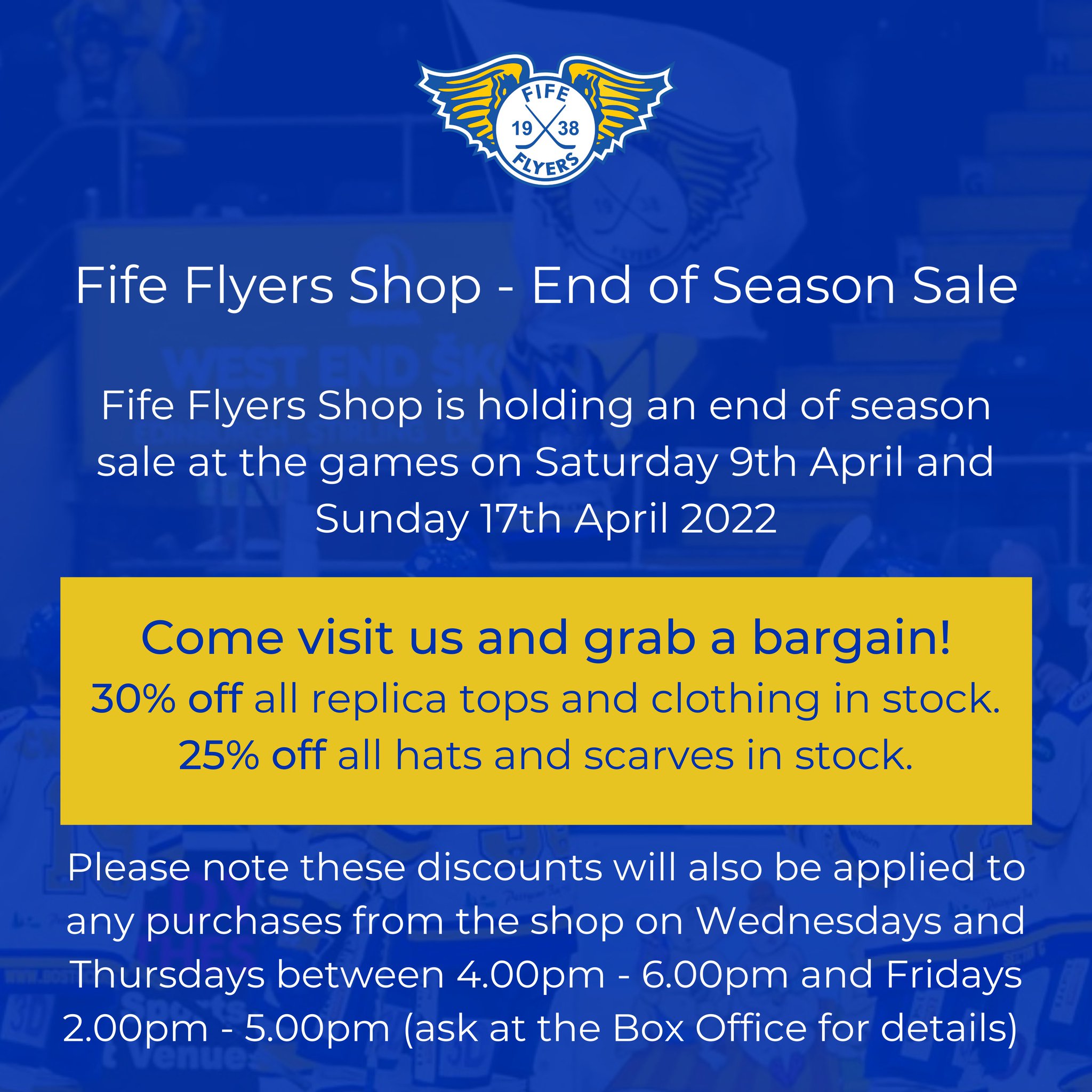 Fife Flyers on Twitter "Fife Flyers Shop End of Season Sale! Visit the Flyers Shop at our