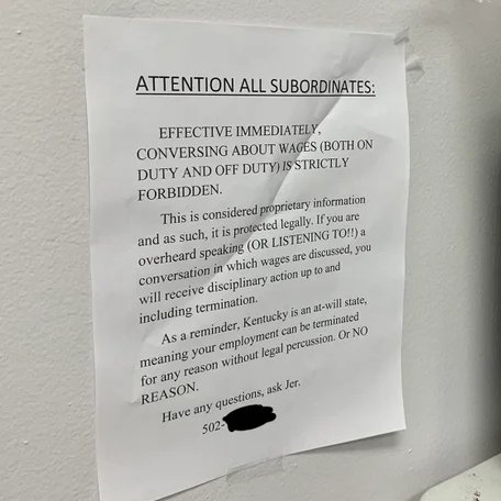 Gritty20202's tweet photo. literally a sign of a toxic workplace https://t.co/wGHWUtuElh