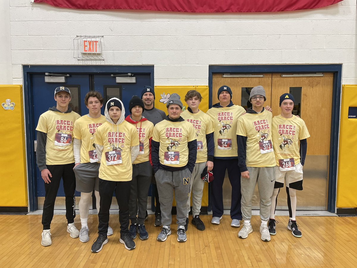 NorwinFBallNtwk's tweet photo. These Knights are racing for Grace this morning. @NKnightsFBall @cbeck_20 @Jake_Page42 @obrien_liam1 @ReflectsOfGrace https://t.co/6jv7P5oMwa