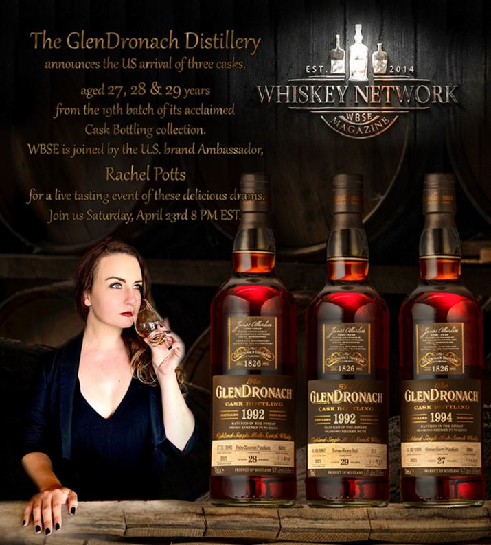 WhiskeyNtwrkMag's tweet photo. If you love @Glendronach, then you know about the arrival of 3 new casks... and if you're getting our weekly newsletter, you'll know about our next live tasting with the one and only Rachel Potts! Saturday, April 23rd at 8pm est - this is one you won't want to miss!
#livetasting https://t.co/sk66zsYUVh