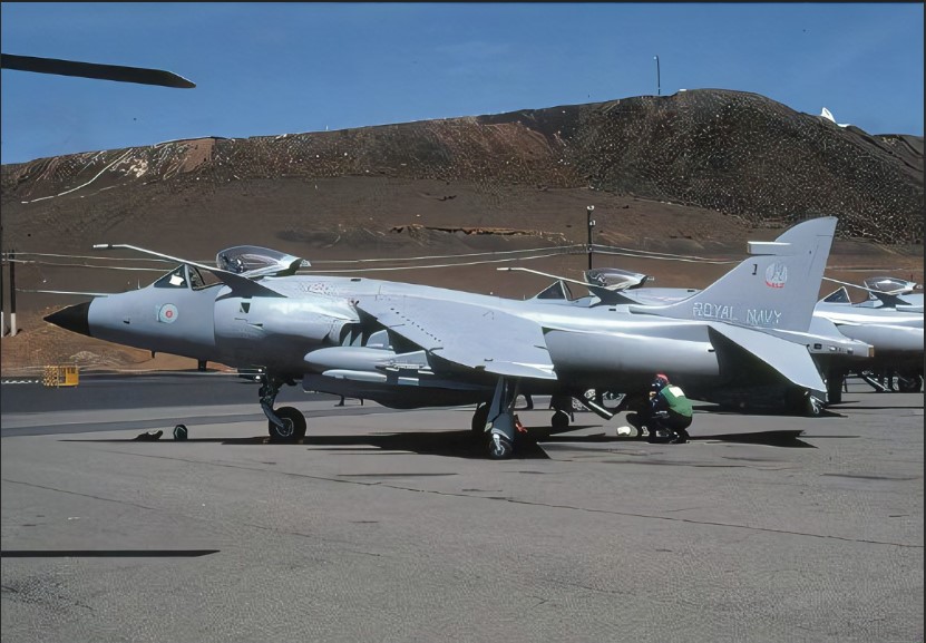 airpower1982's tweet photo. #OTD 2 May 1982, poor weather down south curtailed air operations. In the UK, #Harrier GR3s completed #Sidewinder firings before the first 5 aircraft began their deployment south. Meanwhile, the #SeaHarriers of #809NAS arrived at #AscensionIsland. #Falklands40 https://t.co/NGh74PJ3em