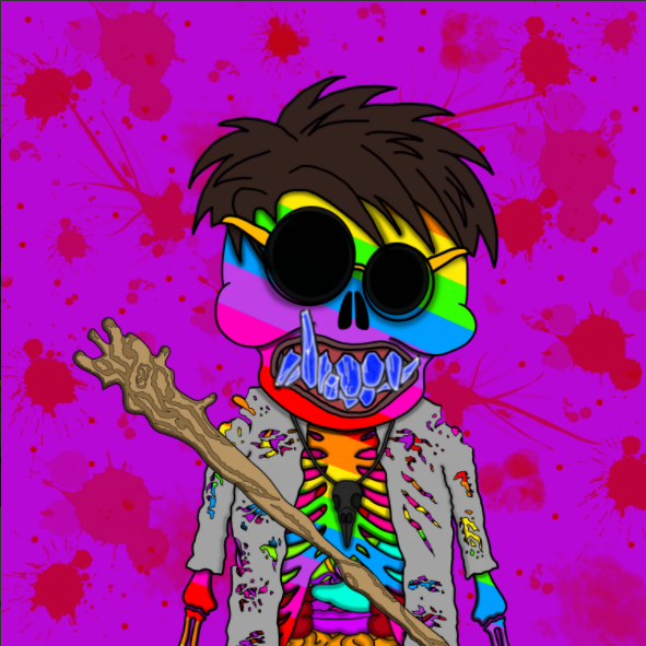 An NFT by CryptoGoonz. A Dead Goon. A cartoon version of a skeleton.