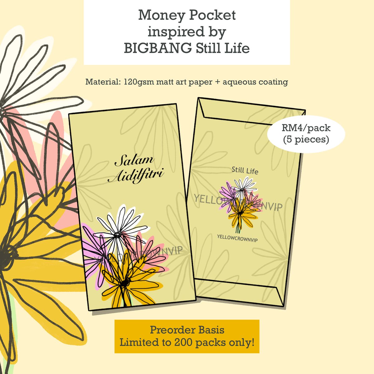 yellowcrownvip's tweet photo. Any Malaysian VIPs nak beli ni ? Only RM4 per pack exclude postage. Preorder basis.

#pasarbigbang @BigBang_MSIA https://t.co/wBiMWJZDz1