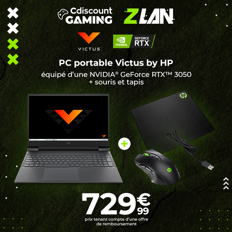 NVIDIAGeForceFR's tweet photo. Découvrez les offres #ZLAN2022 exclusives de @CdiscountGaming sur les PC Portables Gaming OMEN et VICTUS by HP équipés en NVIDIA® GeForce RTX™ Série 30 et bénéficiez jusqu'à 200€ de remboursés !🎯#RTXOn #NVIDIAReflex

➡️https://t.co/cL4AxTwBCH https://t.co/NkNYKHnqmj