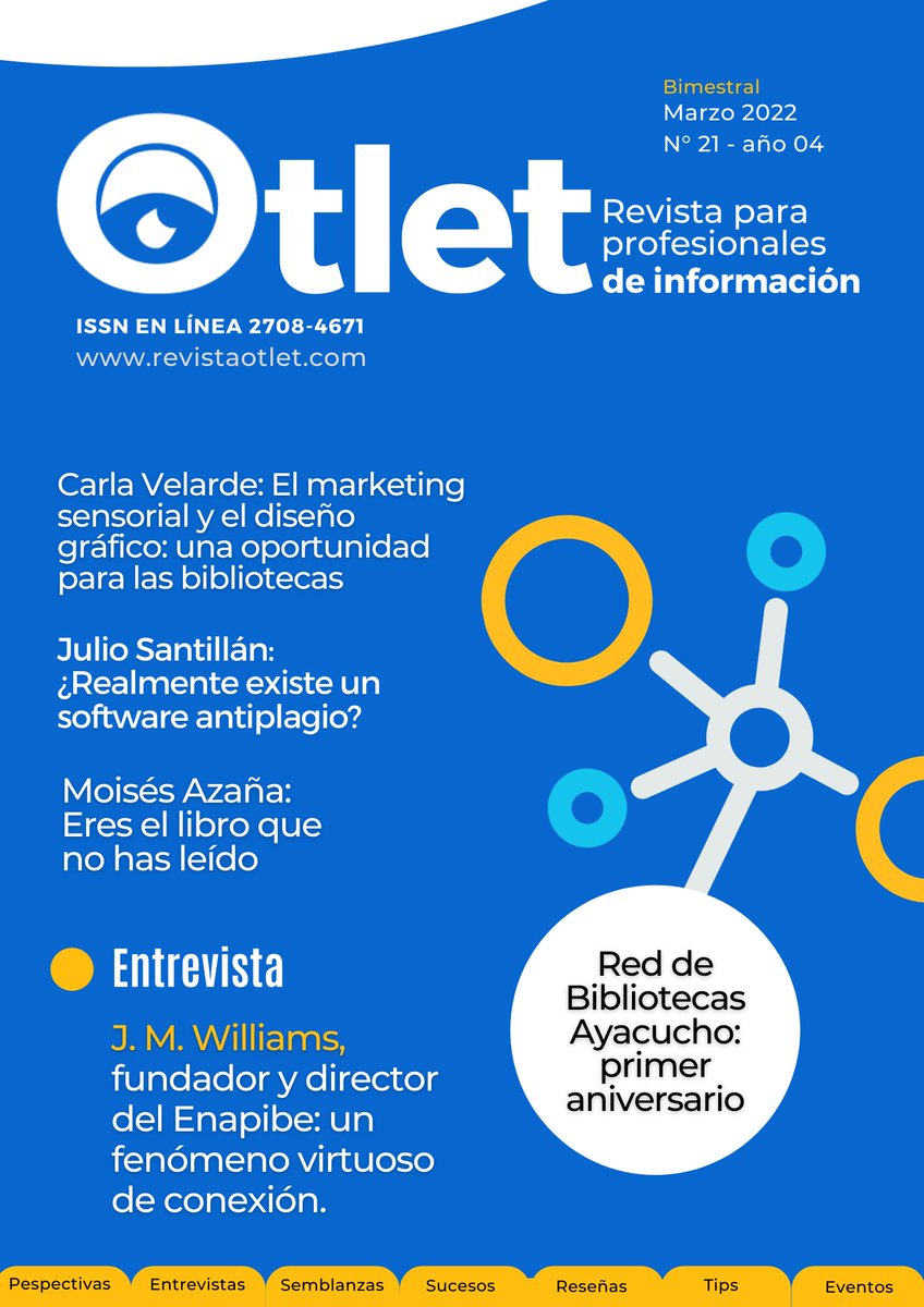 📢 #RevistaOtlet - Nro21 ‼️
🟠 ¡Hace unos días hemos publicado el nuevo número de la revista, el segundo de este año! Los invitamos a dar lectura a los novedosos y más actuales artículos.
📲 Léanos en 👉 bit.ly/3AN6yZS

#Bibliotecología #CCII