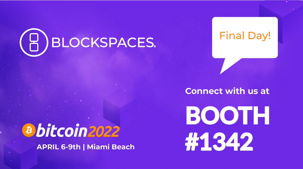 BlockSpaces_io's tweet image. It’s the final day of #Bitcoin2022 ⚡️🌴

Our team is on cloud 9 following our exciting #LightningConnect announcement and we're here on the final day to keep the momentum going. 

If you haven’t had a chance to stop by our booth (# 1342), come on by!

ow.ly/s9ik50IFH0s