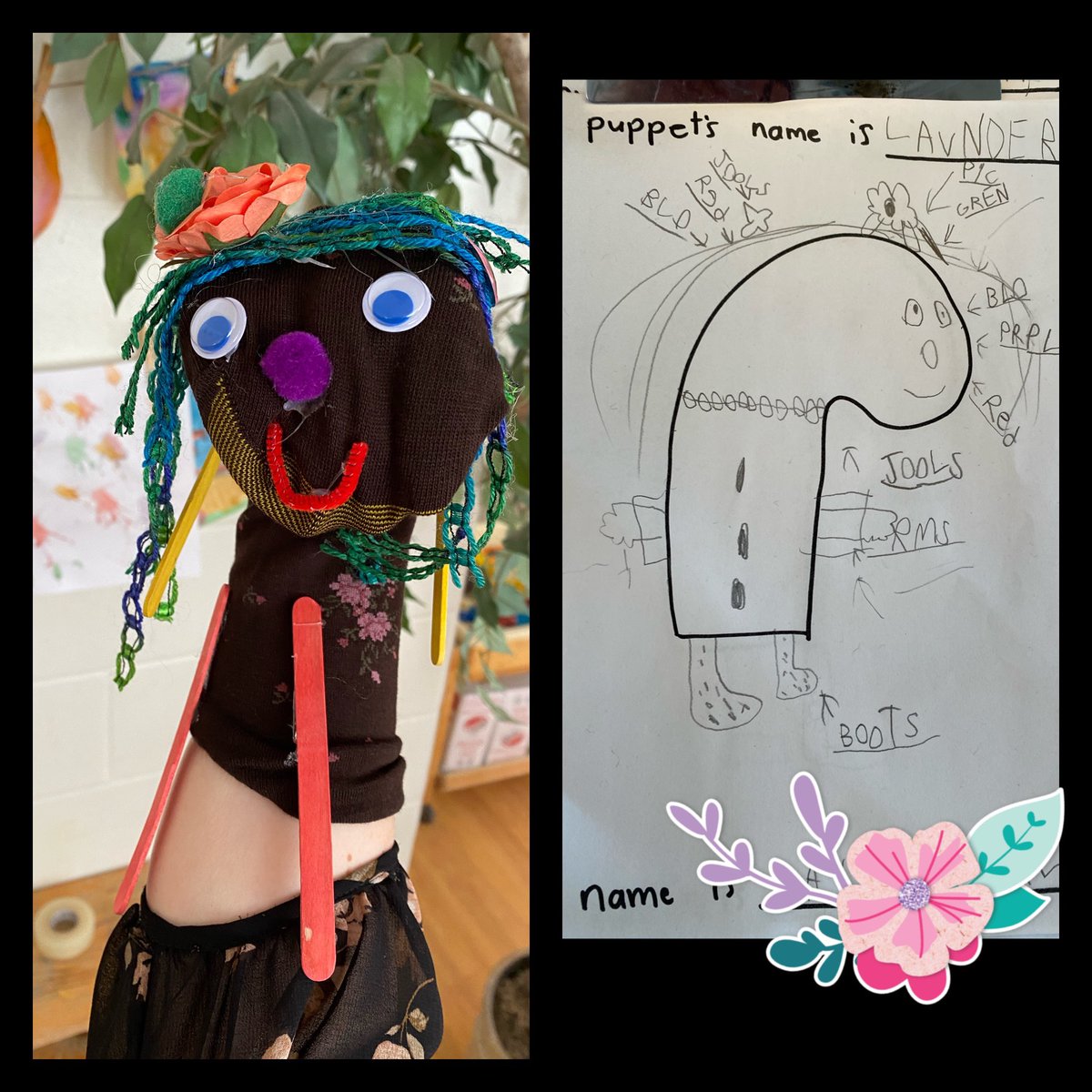 After an interest in puppet making at the art centre and seeing a puppet post from <a href="/mlle_graham/">Kerrie Schwantz</a>, we invited our small literacy groups to name &amp; design a sock puppet.  Then educator and child re-read the plan to create the puppet!  Lots of excitement!