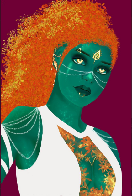 An NFT created by Nyxiress. A red haired female.