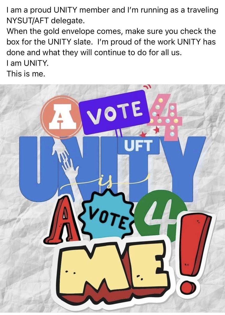 harrysmom9198's tweet photo. When the GOLD envelope comes, make sure to check the UNITY box. #unityproud #wedothework @UFTUnity @adshaps @MindyRosier @Erin_Oates @GratefulKaz @TeacherArthurG @TeachBoxer @DrClareDaley @JanetZysberg https://t.co/ki6BKngWCW