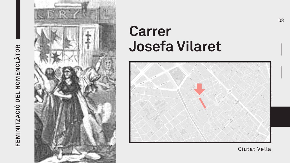 🟣 Més dones donaran nom a carrers de la ciutat.

Dues de les noves denominacions es troben a #CiutatVella:
📍 Carrer de Felícia Fuster i Viladecans, a la #Barceloneta
📍 Carrer de Josefa Vilaret, al #Gòtic

Més informació:
🔗 via.bcn/EHNO50ItG48