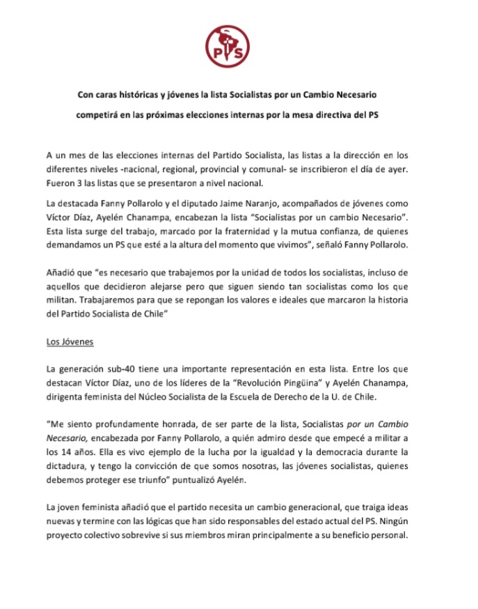 "Socialistas por un Cambio" ya está inscrita. Una lista que nace del trabajo fraterno y la mutua confianza
#8deMayo #InternasPS #RecuperemosLaHistoria #RecuperemosElSocialismo