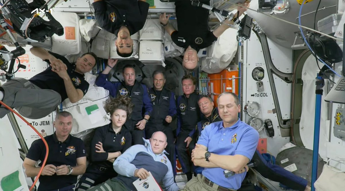 Axiom_Space's tweet photo. Happening Now: @Space_Station crew welcomes #Ax1 astronauts onboard.
https://t.co/GE1akwmM01 https://t.co/Ybut6Dusjo