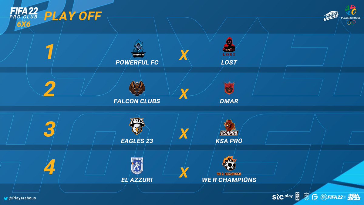 Players House (@playershous) on Twitter photo •• 🔴 PRO CLUBS 6v6 🔴••
" #اولومبياد_بيت_اللاعبين"
🕹 | PLAY-OFF
📆 | 09-04-2022
⏰ | 11:00 PM
📎 | #stcplay
- <a href="/ProClub_A/">Saudi ProClub EFA</a>
- #FIFA22 | #PROCLUBS •• 🔴 PRO CLUBS 6v6 🔴••
" #اولومبياد_بيت_اللاعبين"
🕹 | PLAY-OFF
📆 | 09-04-2022
⏰ | 11:00 PM
📎 | #stcplay
- <a href="/ProClub_A/">Saudi ProClub EFA</a>
- #FIFA22 | #PROCLUBS