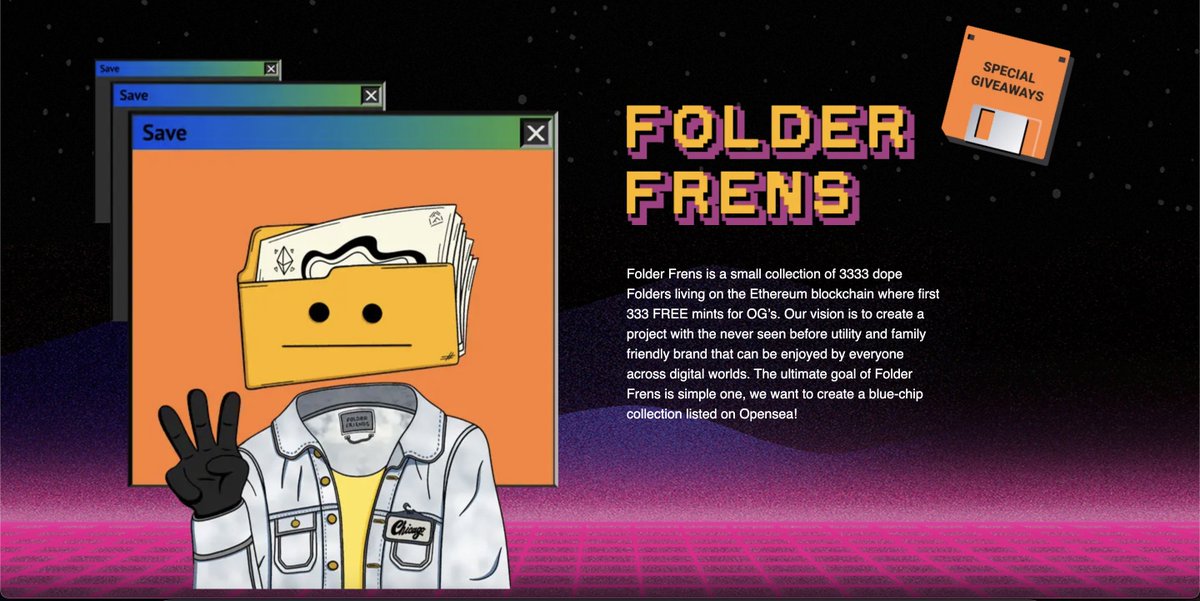 FolderFrensNFT's tweet photo. Hey Frens! ⭐️

Introducing landing page of the official Folder Frens website!⏳

Make sure to turn🔔notifications on for more!

#folderfrens https://t.co/ri2L7dnaGf
