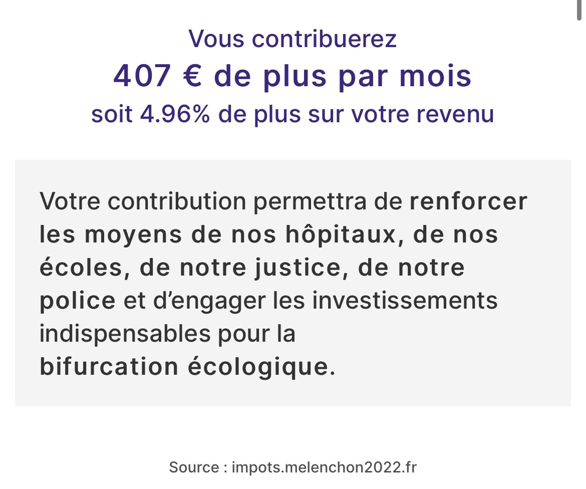 Et ça vote Melenchon demain ! Avec plaisir de payer + d’impôts pour qu’enfin les richesses soient réparties plus équitablement.
Bande d’égoïstes la.